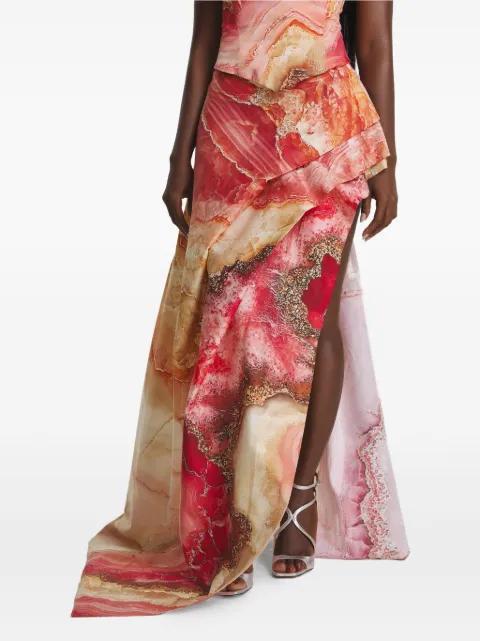 printed asymmetrical maxi skirt by IRINA VOINEA