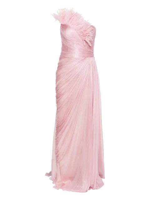 Elemiah feather-trim gown by IRIS SERBAN