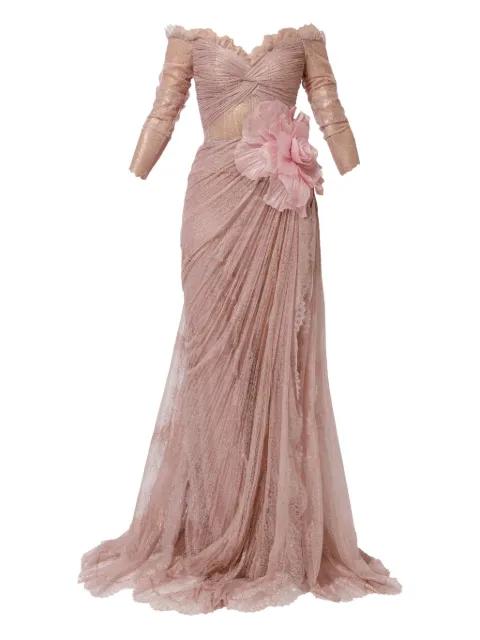 Lorena pleated lace flower dress by IRIS SERBAN