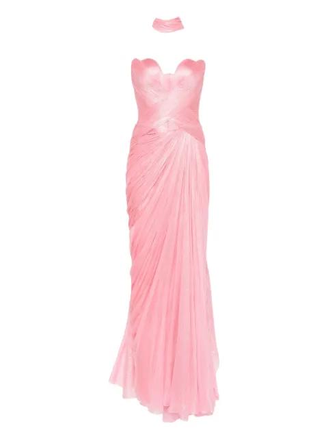 Luna sweetheart-neck metallic maxi dress by IRIS SERBAN