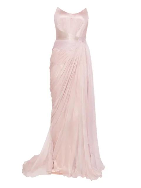 draped metallic maxi dress by IRIS SERBAN