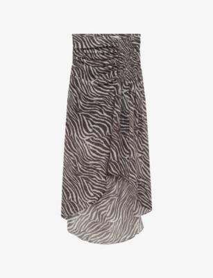 Fenny Zebra-Print Woven Midi Skirt by IRO