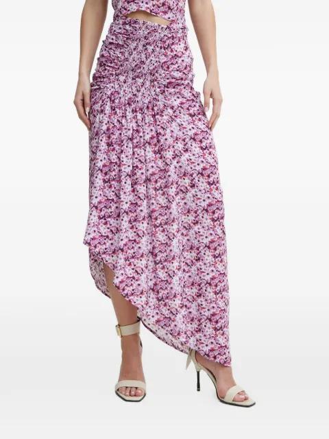 Noseti shirred floral asymmetric skirt by IRO