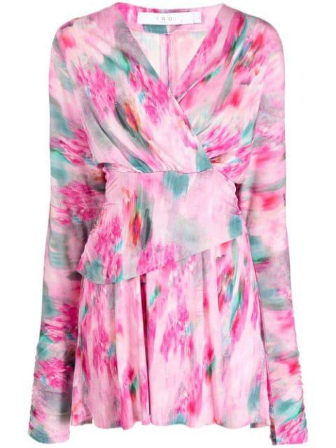 abstract-print long-sleeve mini dress by IRO