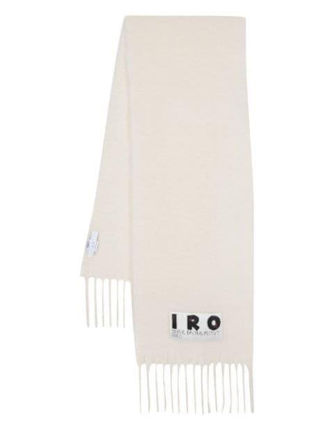 logo-patch fringed edge scarf by IRO