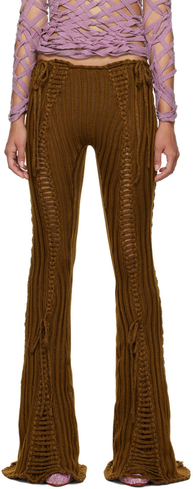 Brown Split & Tear Lounge Pants by ISA BOULDER