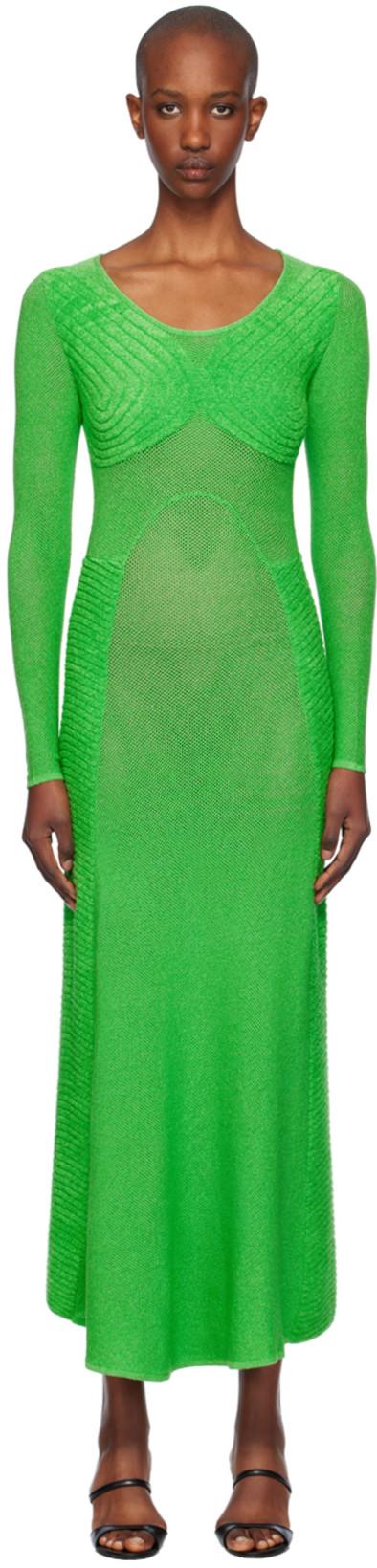 Green Sweetheart Long Sleeve Maxi Dress by ISA BOULDER