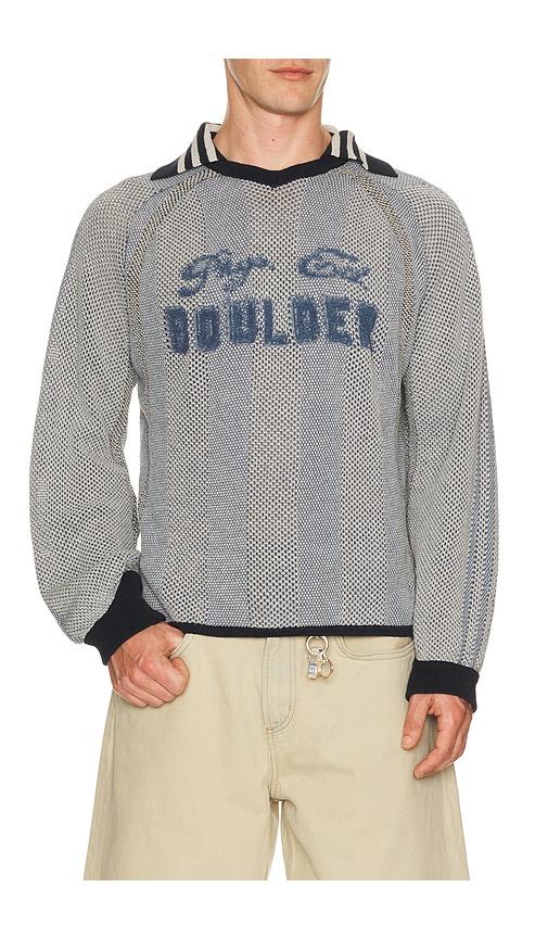 ISA BOULDER Athletic Stripe Sweater in Blue by ISA BOULDER