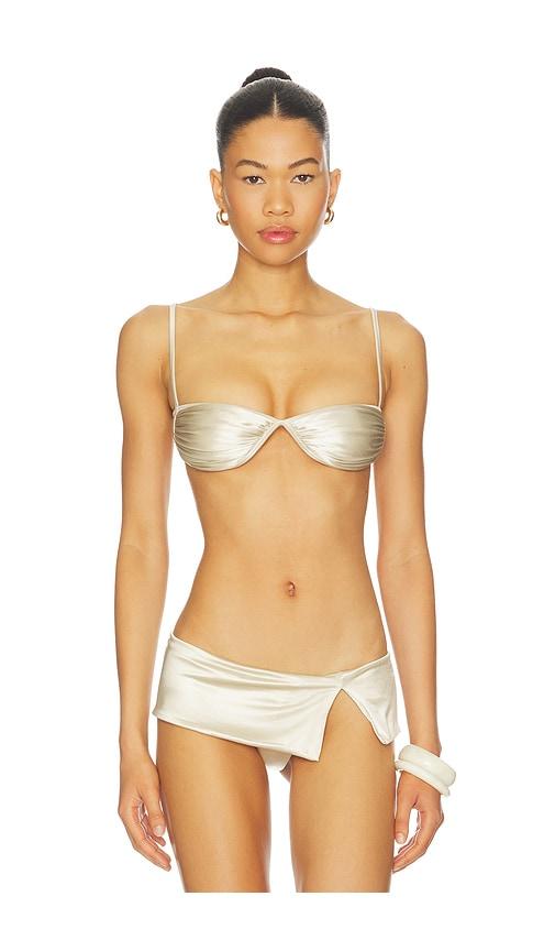 ISA BOULDER Fawning Bikini Top in Metallic Neutral by ISA BOULDER