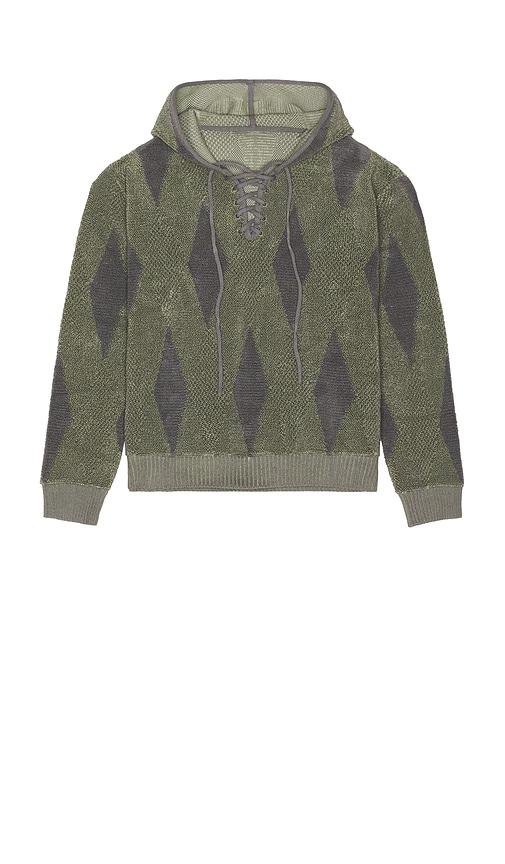 ISA BOULDER Small Argyle Towel Hoodie in Green by ISA BOULDER ISA BOULDER Small Argyle Towel Hoodie in Green by ISA BOULDER