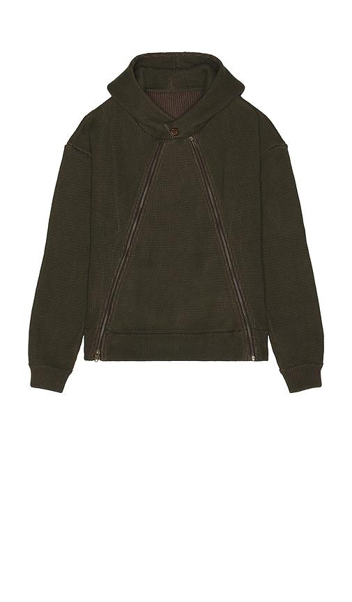 ISA BOULDER Triangle Zip Hoodie in Dark Green by ISA BOULDER