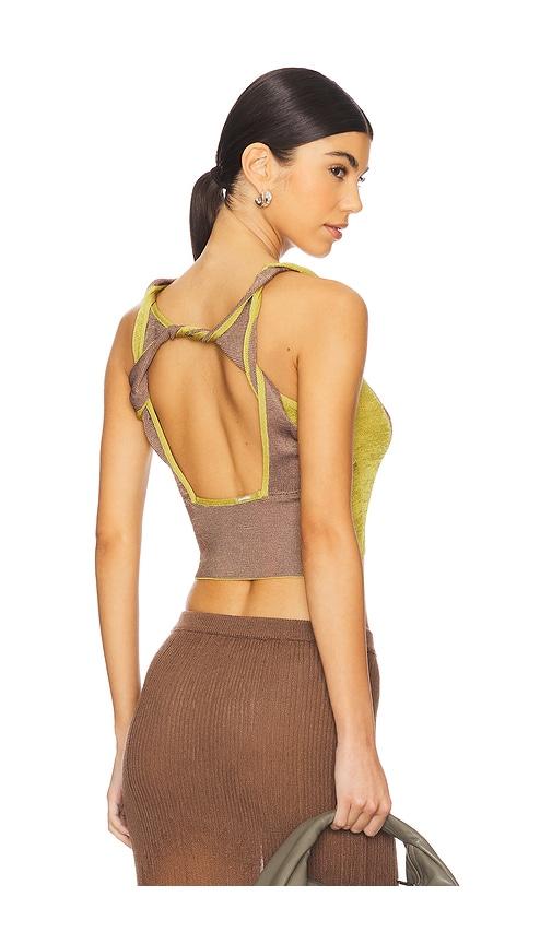 ISA BOULDER Two-tone Twisted Top in Brown by ISA BOULDER