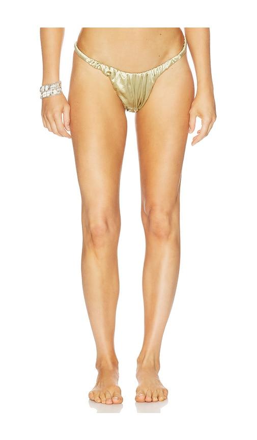 ISA BOULDER Waves Bikini Bottom in Metallic Gold by ISA BOULDER