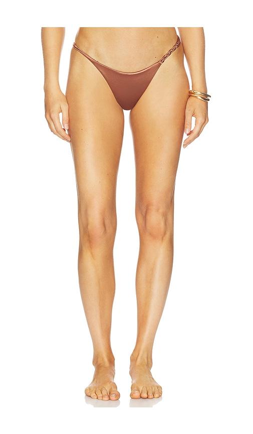 ISA BOULDER Weavestring Bikini Bottom in Metallic Bronze by ISA BOULDER