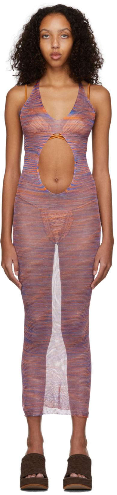 Orange & Purple Pull Away Long Jelly Dress by ISA BOULDER