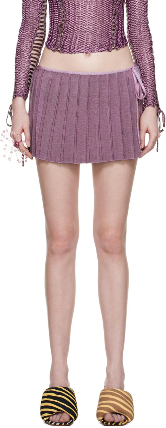 Purple Pleated Reversible Miniskirt by ISA BOULDER