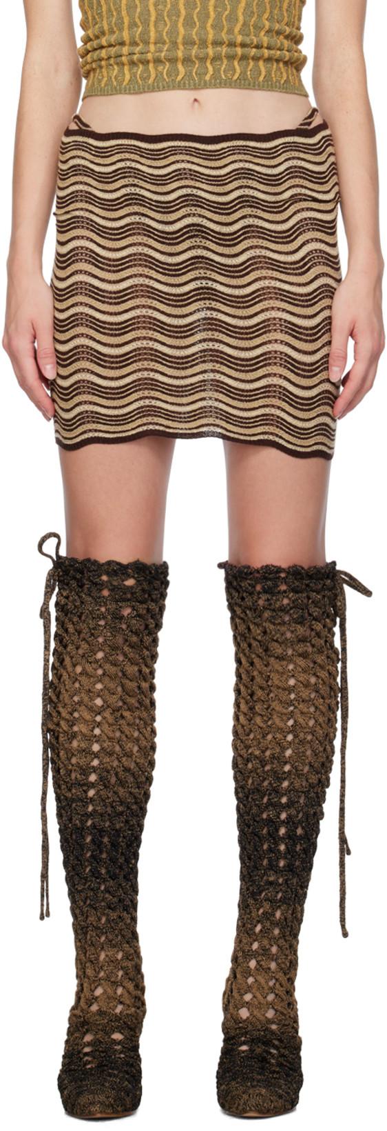 SSENSE Exclusive Beige & Brown Miniskirt by ISA BOULDER