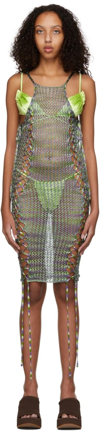 SSENSE Exclusive Green & Purple Broken Vase Dress by ISA BOULDER
