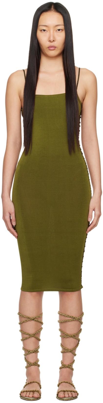 SSENSE Exclusive Khaki Jigsaw Midi Dress by ISA BOULDER