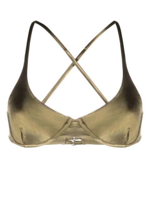 reversible crossover-strap bikini top by ISA BOULDER