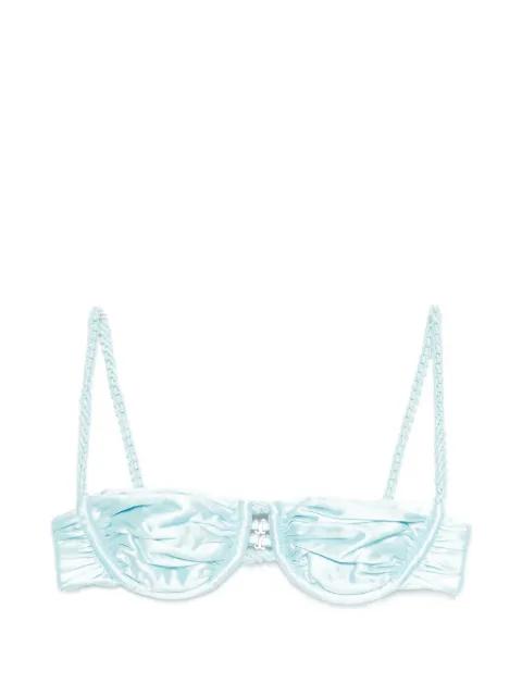ruched weave bikini top by ISA BOULDER