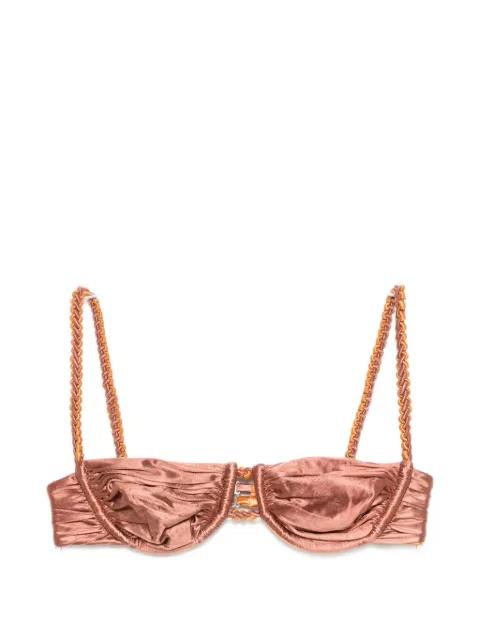 ruched weave bikini top by ISA BOULDER