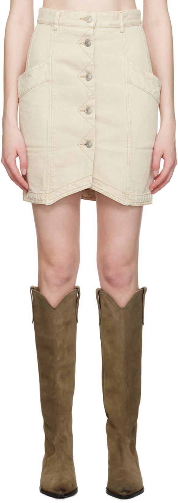 Beige Sabel Denim Miniskirt by ISABEL MARANT