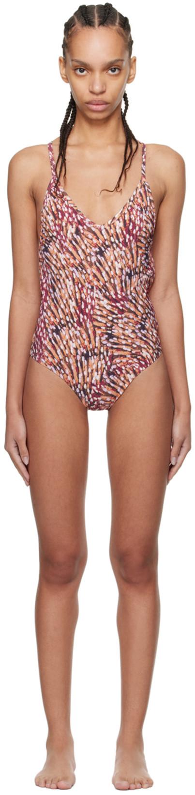 Beige & Pink Swan One-Piece Swimsuit by ISABEL MARANT