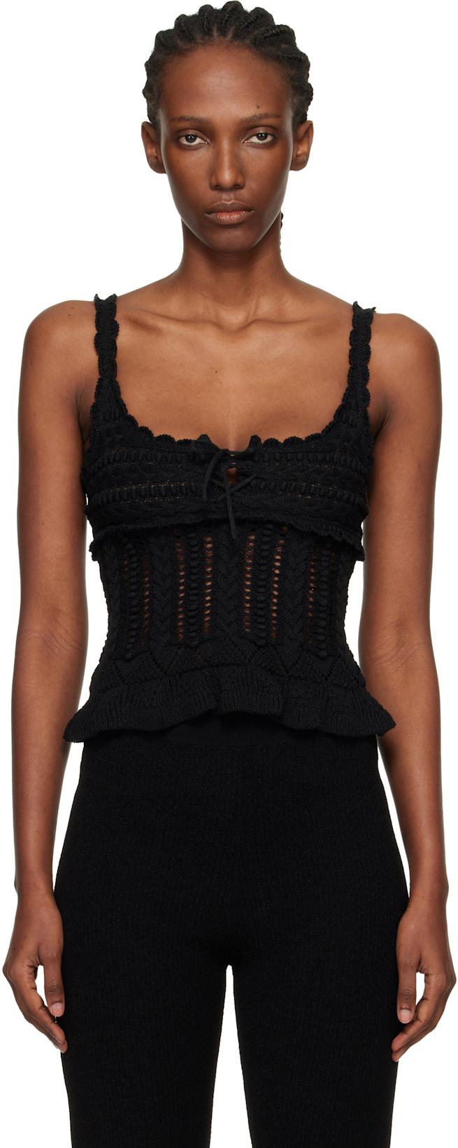 Black Neves Frilly Cotton Knit Top by ISABEL MARANT