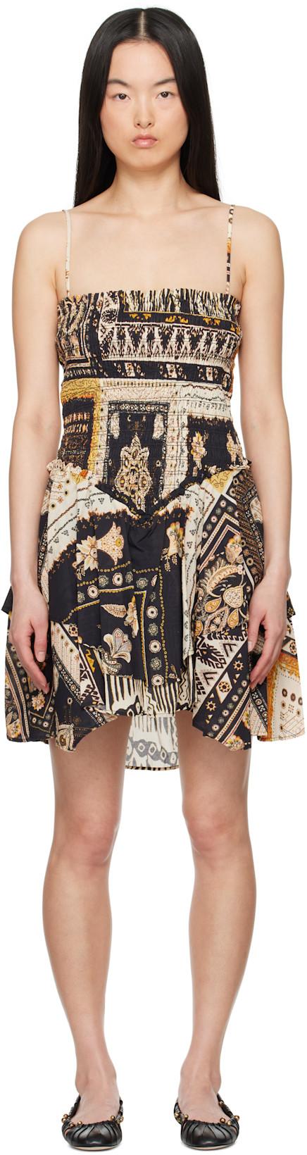 Black & Yellow Anka Minidress by ISABEL MARANT