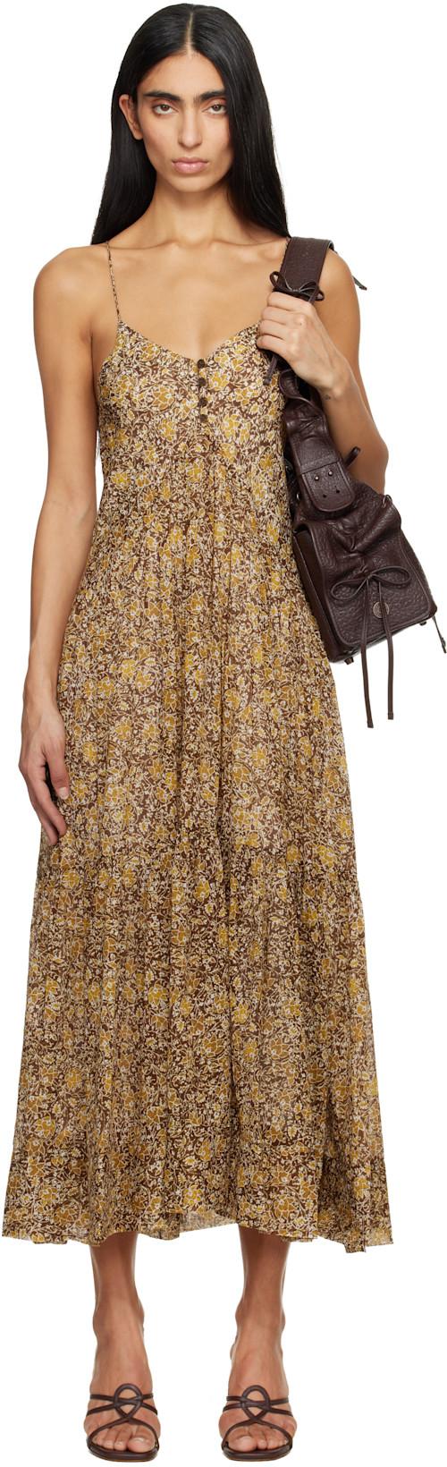 Brown & Khaki Sabba Midi Dress by ISABEL MARANT