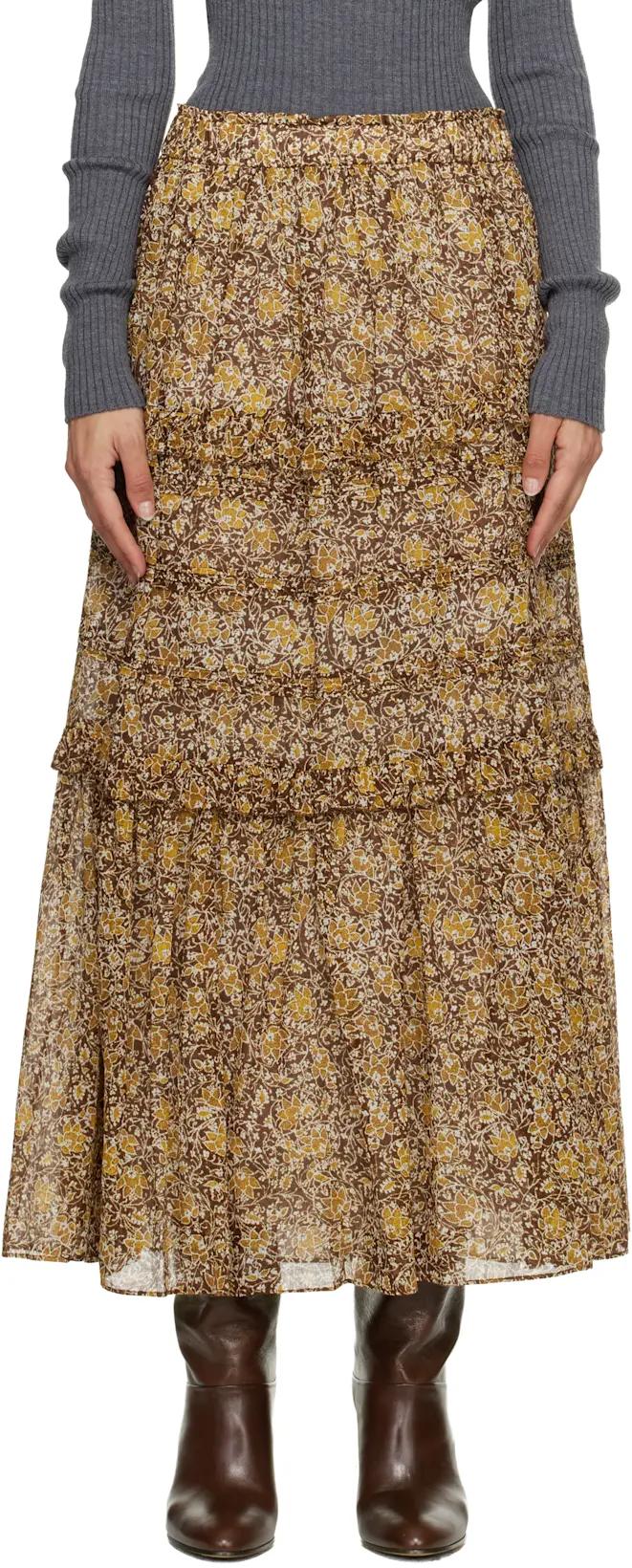Brown & Khaki Volomia Maxi Skirt by ISABEL MARANT