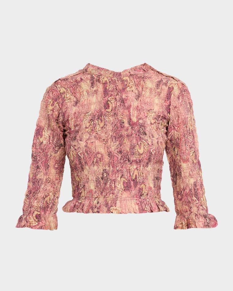 Carola Smocked Silk Charmeuse Crop Top by ISABEL MARANT