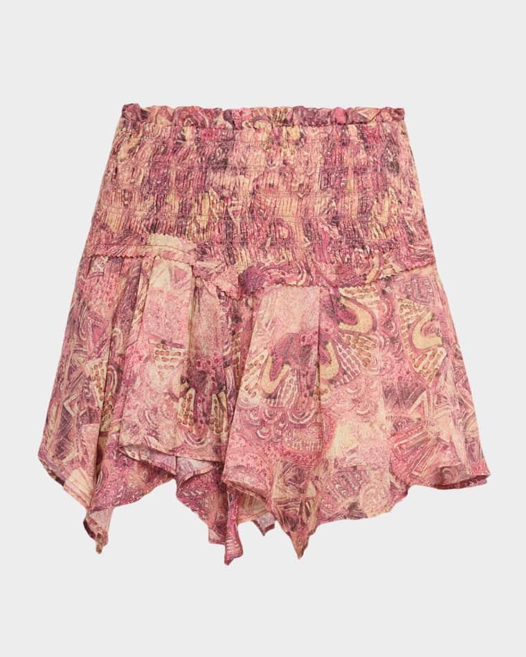 Ceiva Smocked Silk Handkerchief Mini Skirt by ISABEL MARANT