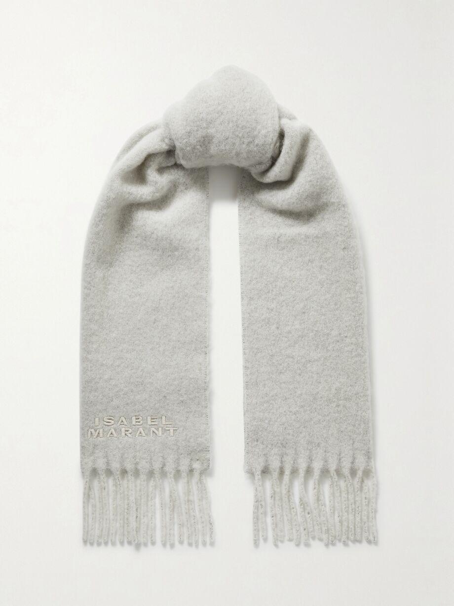 Firny fringed embroidered alpaca-blend scarf by ISABEL MARANT