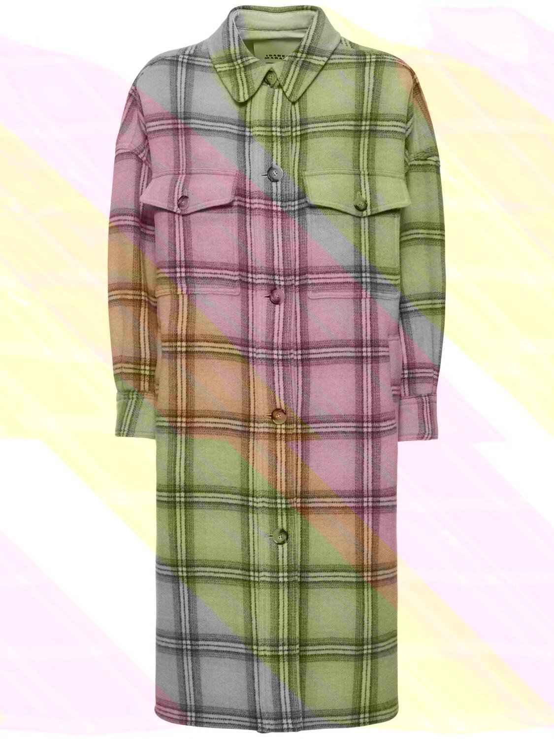 Fontizia Checked Wool Blend Overcoat by ISABEL MARANT