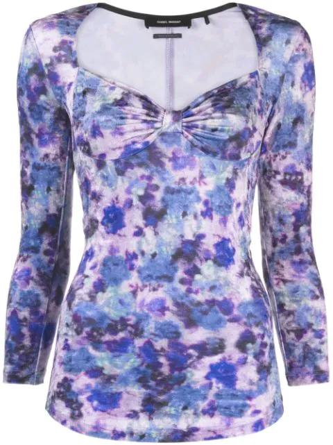 Gubaia floral-printed velvet top by ISABEL MARANT