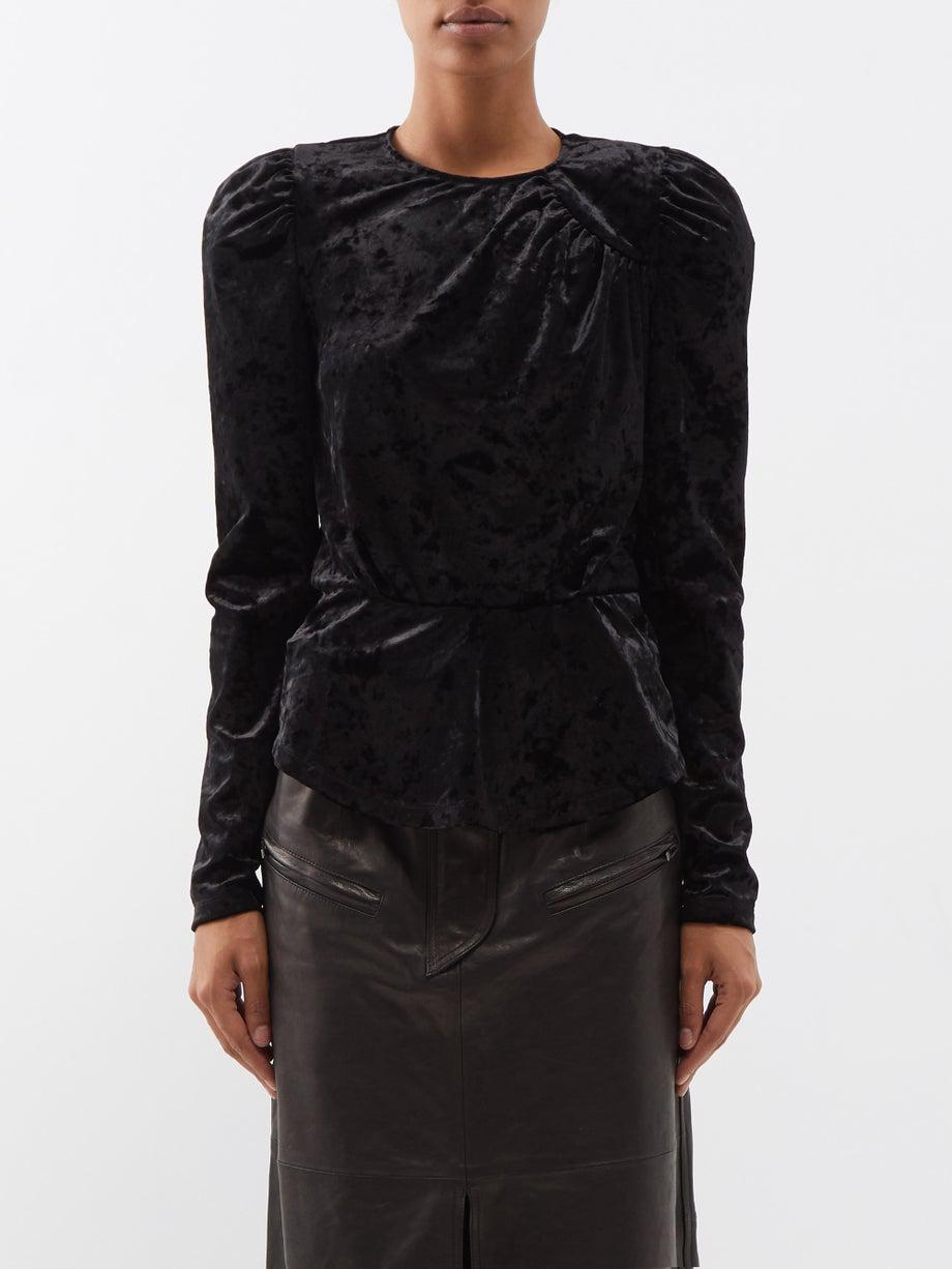Gudellia puff-sleeve velvet top by ISABEL MARANT