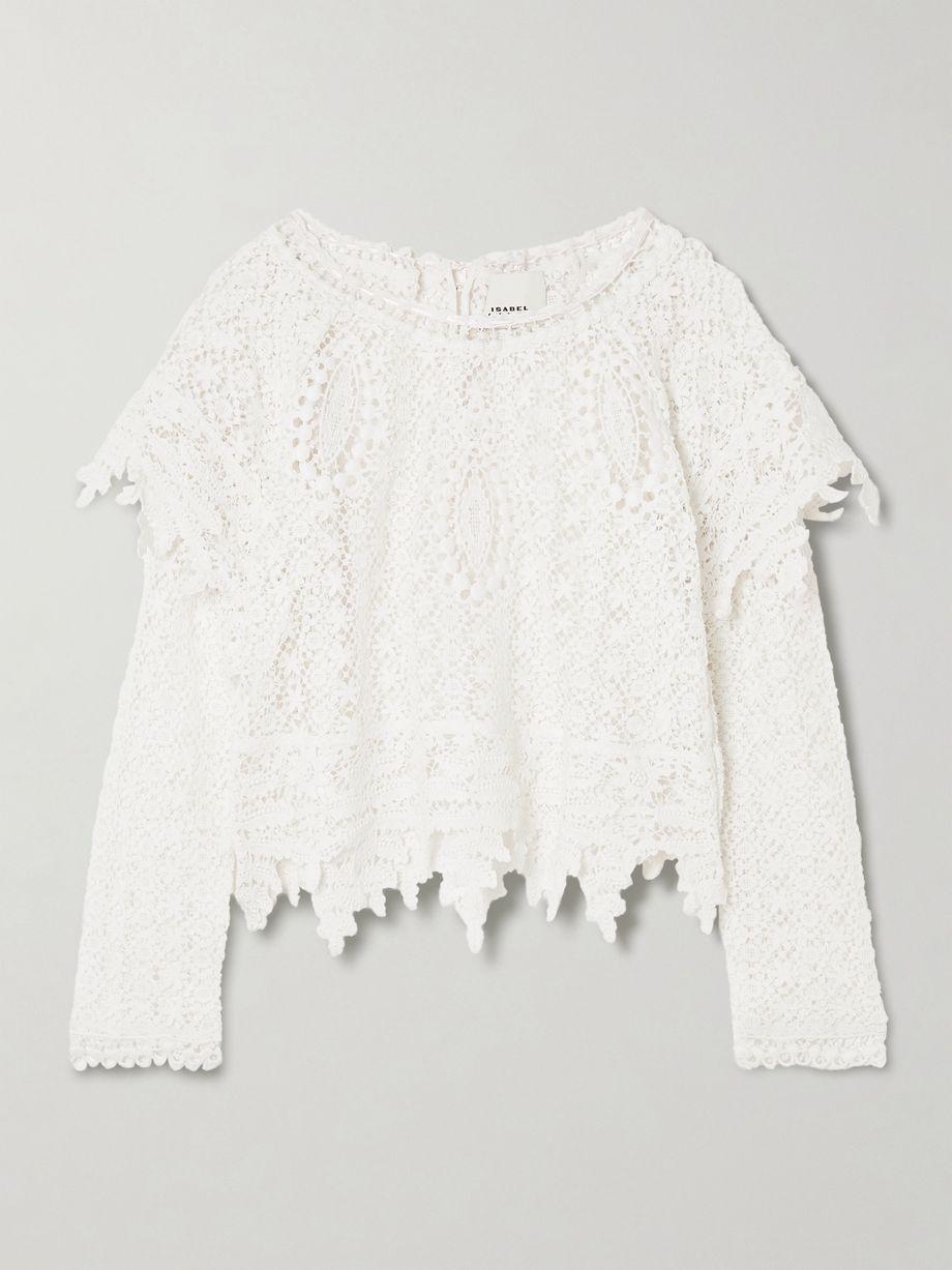 Hyliana layered scalloped cotton lace blouse by ISABEL MARANT