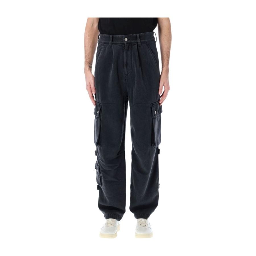 Isabel Marant Mens Black Logo-Patch Cargo Jeans by ISABEL MARANT