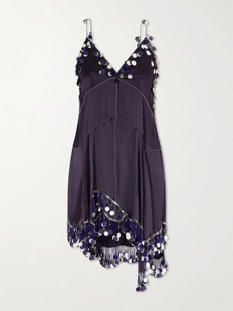 Ludna asymmetric sequin-embellished silk-satin midi dress by ISABEL MARANT