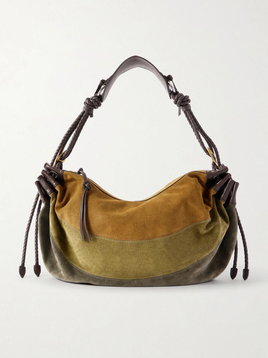 Maia leather-trimmed patchwork suede shoulder bag by ISABEL MARANT