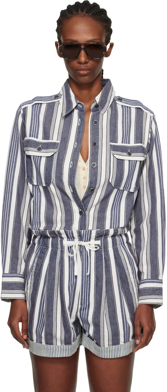 Navy & Off-White Gelva Summer Striped Shirt by ISABEL MARANT