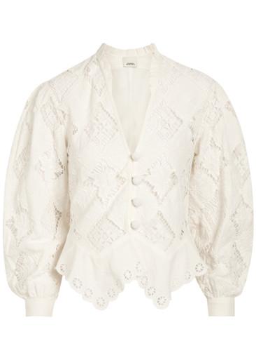 Nina cutwork-embroidery cotton and linen-blend blouse by ISABEL MARANT