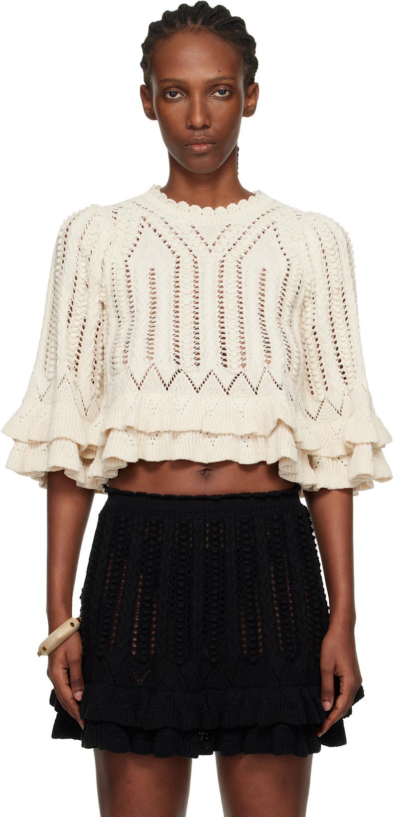 Off-White Norma Frilly Cotton Knit Sweater by ISABEL MARANT