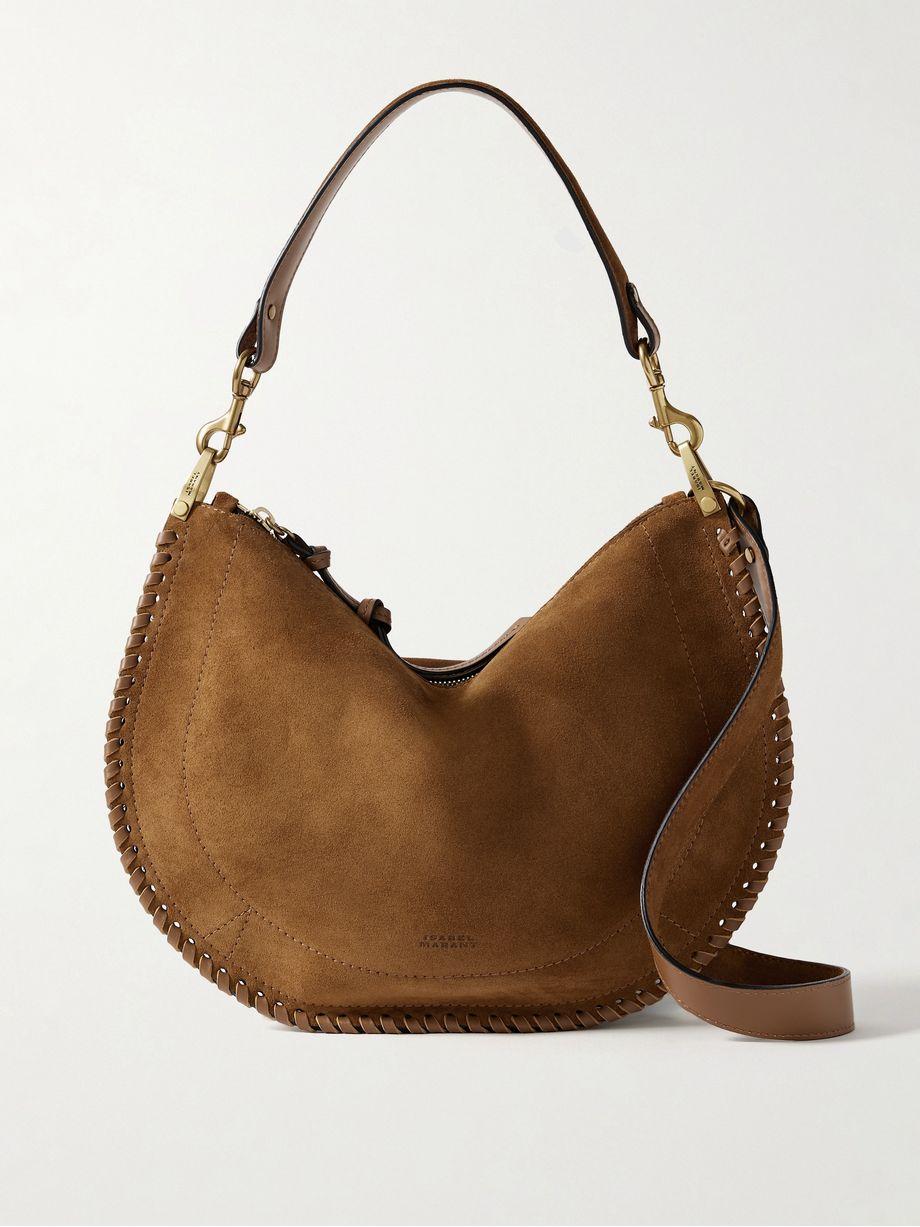 Oskan Soft Zipped leather-trimmed suede shoulder bag by ISABEL MARANT