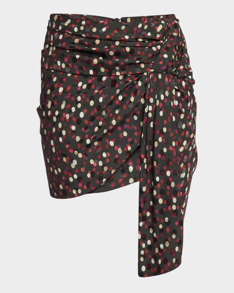 Ovia Polka-Dot Jacquard Drape Mini Skirt by ISABEL MARANT