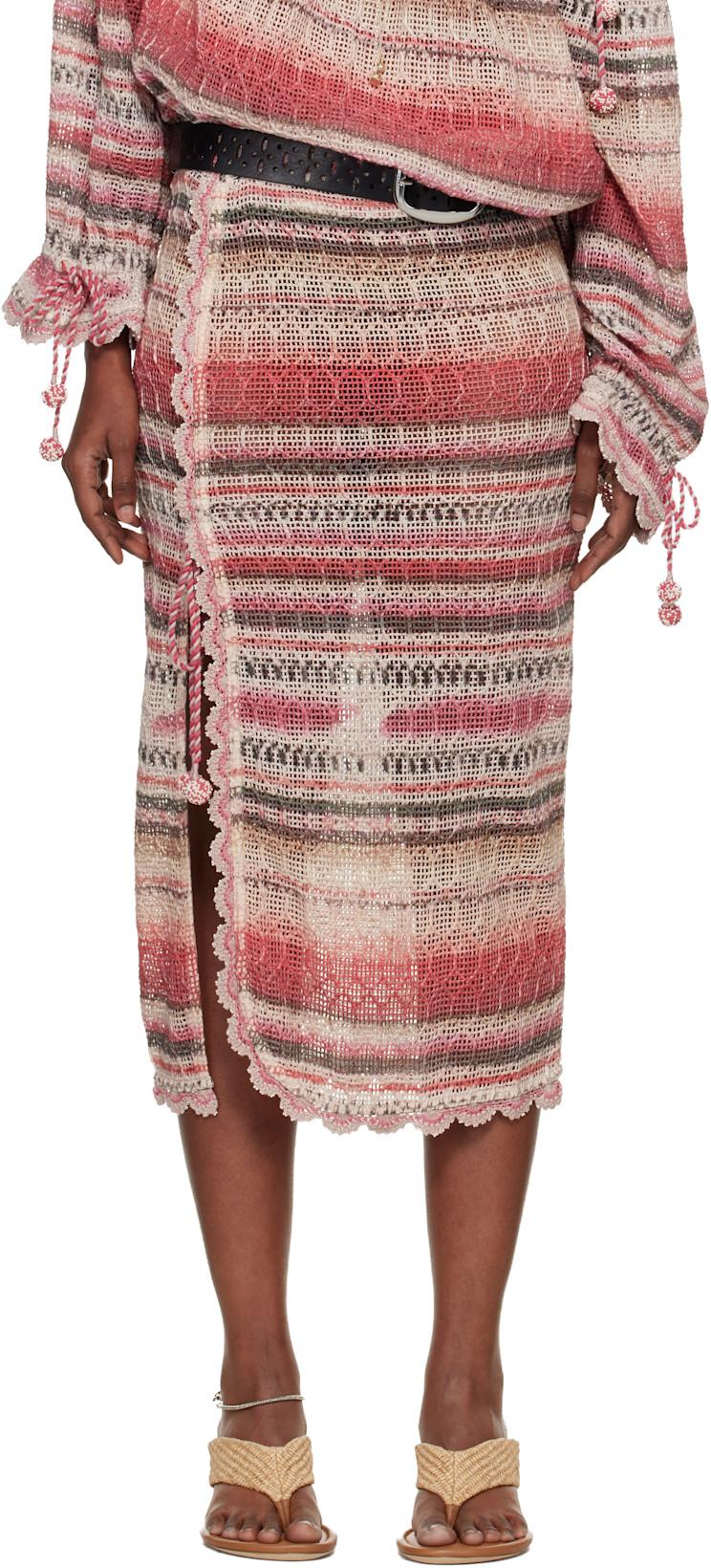 Pink Noryane Cotton Sunrise Net Midi Skirt by ISABEL MARANT