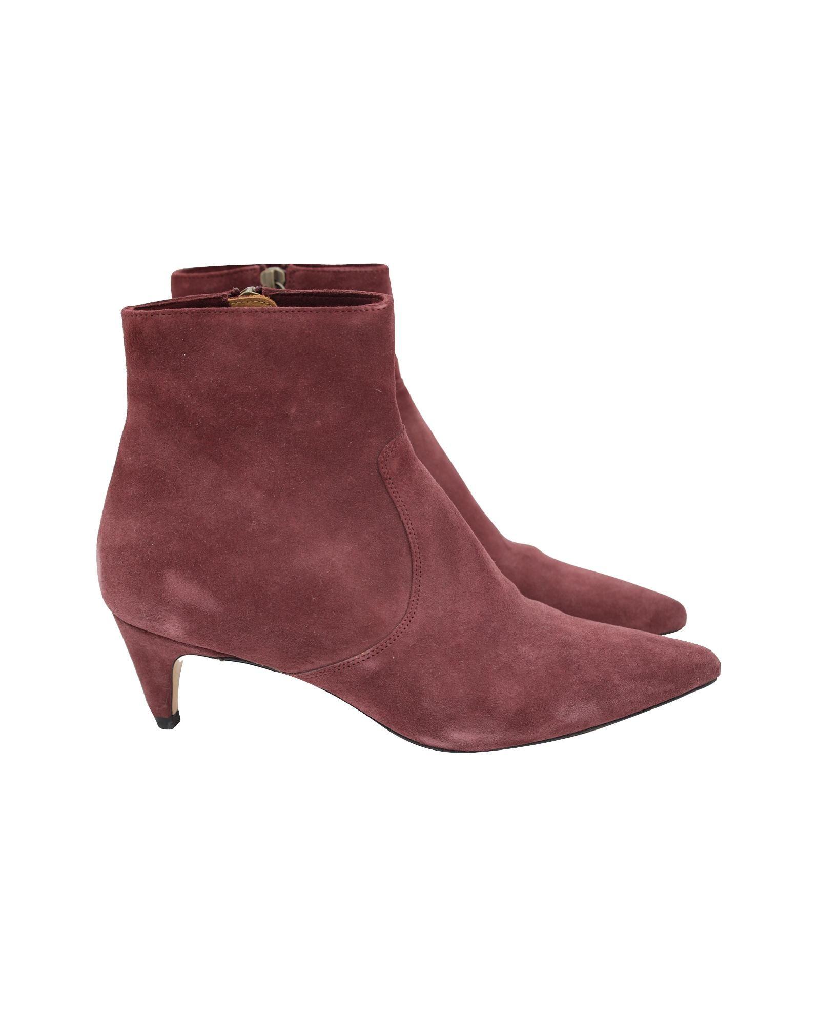 Preloved Suede Ankle Boots Pointed Toe Wo - Red | Maroon by ISABEL MARANT