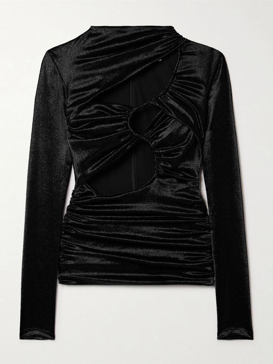 Rose cutout gathered metallic hammered silk-blend satin top by ISABEL MARANT